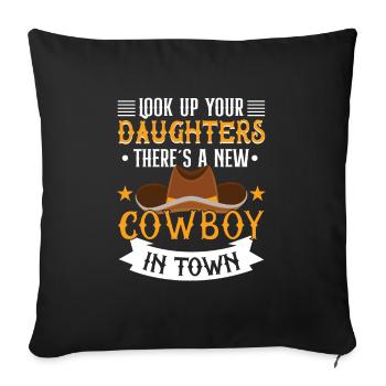 Cowboy Barn Bull Rider Rodeo Country Western - Housse de coussin décorative 45 x 45 cm - noir - Devant
