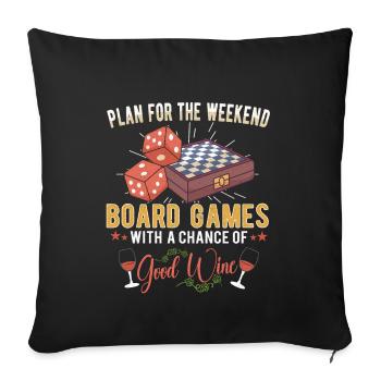 Vin Jeux de société Jeu d’échecs Jeu de société Jeu d’argent - Housse de coussin décorative 45 x 45 cm - noir - Devant