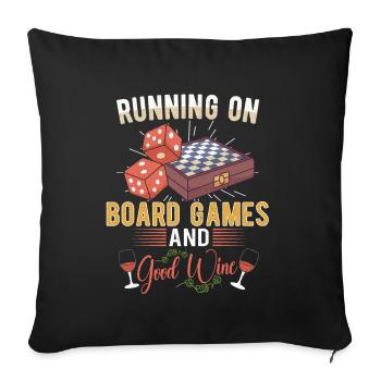 Vin Jeux de société Jeu d’échecs Jeu de société Jeu d’argent - Housse de coussin décorative 45 x 45 cm - noir - Devant