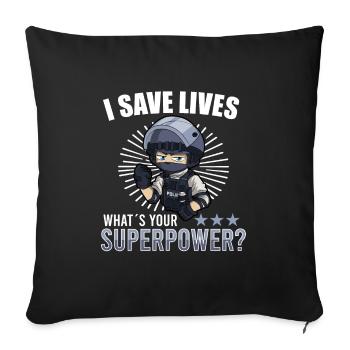 Police Cop Officer Police Office - Sofa pillowcase 17,3'' x 17,3'' (45 x 45 cm) - black - Front