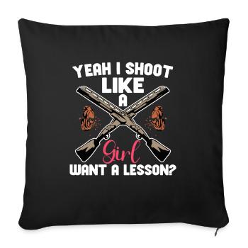 Clay pigeon shooting Clay pigeon shooting shooting - Sofa pillowcase 17,3'' x 17,3'' (45 x 45 cm) - black - Front