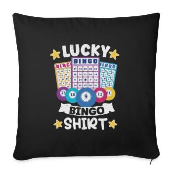 Bingo Jeu de cartes Grand-mère Bingo Joueur Bingo Cartes - Housse de coussin décorative 45 x 45 cm - noir - Devant