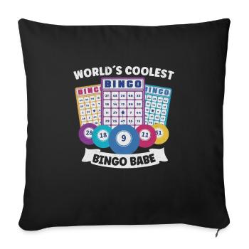Bingo Jeu de cartes Grand-mère Bingo Joueur Bingo Cartes - Housse de coussin décorative 45 x 45 cm - noir - Devant