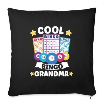 Bingo Jeu de cartes Grand-mère Bingo Joueur Bingo Cartes - Housse de coussin décorative 45 x 45 cm - noir - Devant