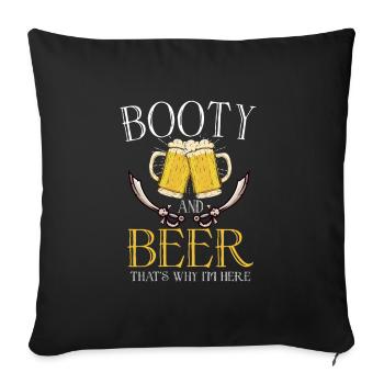 Amateur de bière Pirate Bateau Pirate Capitaine - Housse de coussin décorative 45 x 45 cm - noir - Devant