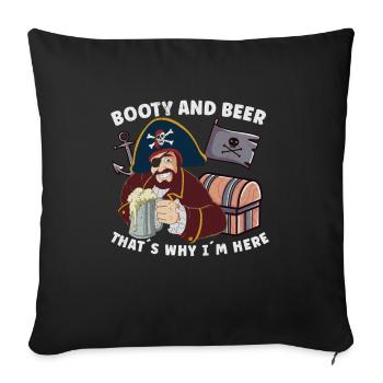 Amateur de bière Pirate Bateau Pirate Capitaine - Housse de coussin décorative 45 x 45 cm - noir - Devant