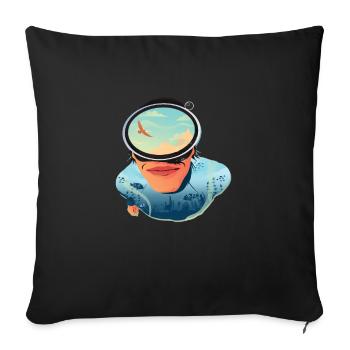 Scuba Diver Scuba Diving Idée cadeau - Housse de coussin décorative 45 x 45 cm - noir - Devant