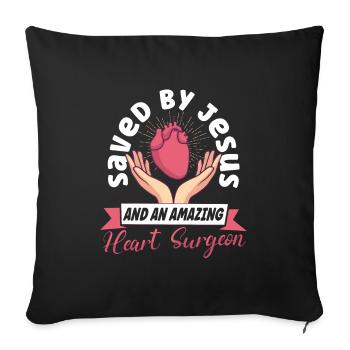 Open Heart Surgery Heart Surgery Survivor - Sofa pillowcase 17,3'' x 17,3'' (45 x 45 cm) - black - Front