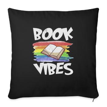 Book Reader Reading Literature Bookworm Gift Idea - Sofa pillowcase 17,3'' x 17,3'' (45 x 45 cm) - black - Front