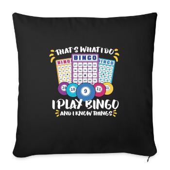Bingo Jeu de cartes Grand-mère Bingo Joueur Bingo Cartes - Housse de coussin décorative 45 x 45 cm - noir - Devant