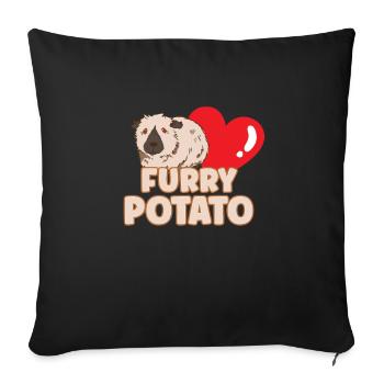 Idée cadeau de pomme de terre à fourrure pour les amateurs de cochon d’Inde - Housse de coussin décorative 45 x 45 cm - noir - Devant