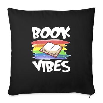 Book Reader Reading Literature Bookworm Gift Idea - Sofa pillowcase 17,3'' x 17,3'' (45 x 45 cm) - black - Front