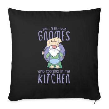 Cooking Cook Chef Gnomes Gnome Lover Funny Gnome - Sofakissenbezug 45 x 45 cm - Schwarz - Vorne