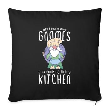 Cooking Cook Chef Gnomes Gnome Lover Funny Gnome - Sofakissenbezug 45 x 45 cm - Schwarz - Vorne