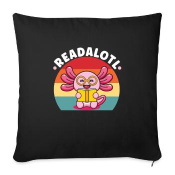 Axolotl Book Reader Reading Literature Bookworm - Sofa pillowcase 17,3'' x 17,3'' (45 x 45 cm) - black - Front
