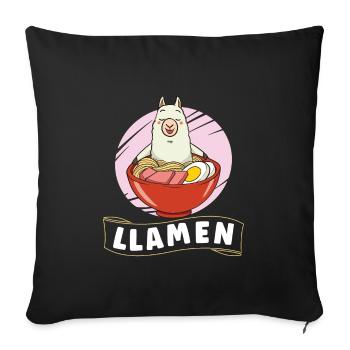 Ramen Fan Cuisine Japonaise Llama Llamas Cadeau - Housse de coussin décorative 45 x 45 cm - noir - Devant