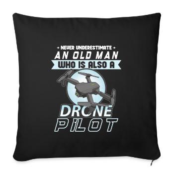 Drohne Pilot Opa Geschenkidee Alter Mann Mit - Sofakissenbezug 45 x 45 cm - Schwarz - Vorne