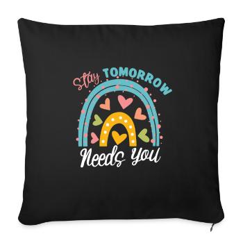 Sensibilisation à la santé mentale Dépression Suicide Prévenir - Housse de coussin décorative 45 x 45 cm - noir - Devant