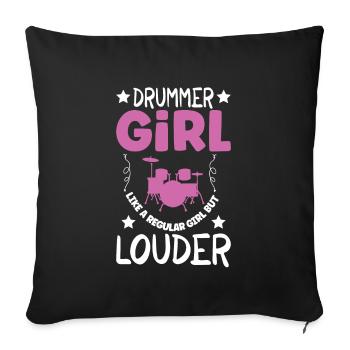Batteur Batterie Musique Batterie Batterie - Housse de coussin décorative 45 x 45 cm - noir - Devant