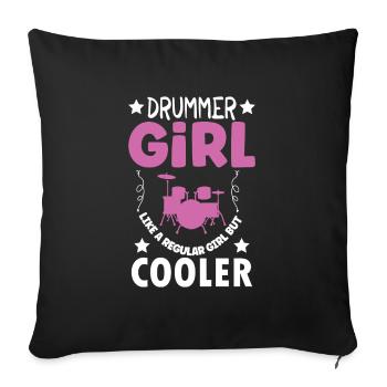 Batteur Batterie Musique Batterie Batterie - Housse de coussin décorative 45 x 45 cm - noir - Devant