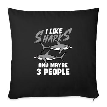 Shark Ocean Predator Sea Creature - Sofa pillowcase 17,3'' x 17,3'' (45 x 45 cm) - black - Front