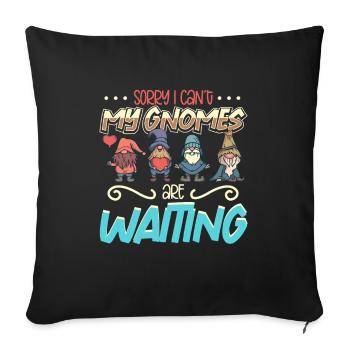 Gnomes de jardin Gnome Amant Drôle de Gnome Jardinage - Housse de coussin décorative 45 x 45 cm - noir - Devant