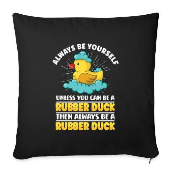 Canard en caoutchouc Canards Chasse aux oiseaux Amoureux du canard Idée cadeau - Housse de coussin décorative 45 x 45 cm - noir - Devant