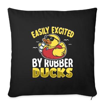 Canard en caoutchouc Canards Chasse aux oiseaux Amoureux du canard Idée cadeau - Housse de coussin décorative 45 x 45 cm - noir - Devant
