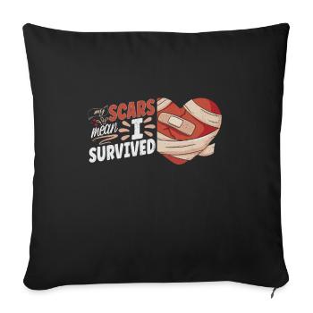 Open Heart Surgery Heart Surgery Survivor Gift - Sofa pillowcase 17,3'' x 17,3'' (45 x 45 cm) - black - Front