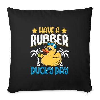 Canards en caoutchouc Canard Duck Lovers Salle de bain - Housse de coussin décorative 45 x 45 cm - noir - Devant