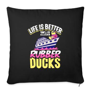 Rubber Ducks Duck Duck Lovers Bathroom - Sofa pillowcase 17,3'' x 17,3'' (45 x 45 cm) - black - Front