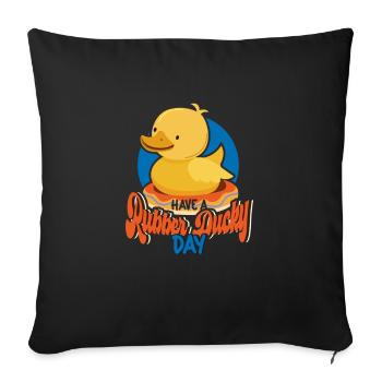 Canards en caoutchouc Canard Duck Lovers Salle de bain - Housse de coussin décorative 45 x 45 cm - noir - Devant