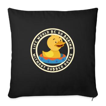 Canard en caoutchouc canard en caoutchouc amoureux de la salle de bain - Housse de coussin décorative 45 x 45 cm - noir - Devant