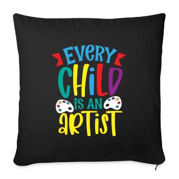 Artiste Peinture Peintre Art Peinture Professeur d’art - Housse de coussin décorative 45 x 45 cm - noir - Devant