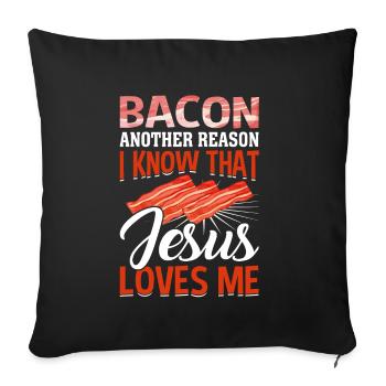 Amateurs de bacon Drôle de bacon Célèbre nourriture Keto - Housse de coussin décorative 45 x 45 cm - noir - Devant