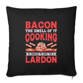Amateurs de bacon Drôle de bacon Célèbre nourriture Keto - Housse de coussin décorative 45 x 45 cm - noir - Devant