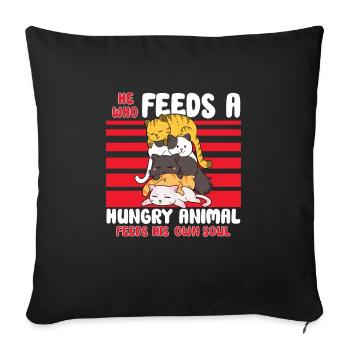 Cat RESCUE ANIMAL RIGHTS RESCUE Cat ADOPTION - Sofa pillowcase 17,3'' x 17,3'' (45 x 45 cm) - black - Front