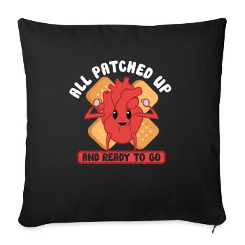 Open Heart Surgery Heart Surgery Survivor Gift - Sofa pillowcase 17,3'' x 17,3'' (45 x 45 cm) - black - Front