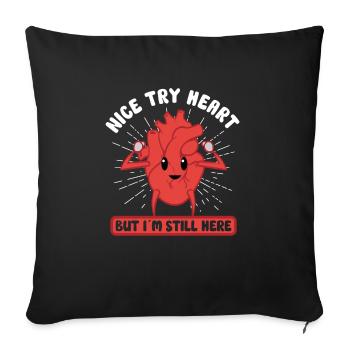 Open Heart Surgery Heart Surgery Survivor Gift - Sofa pillowcase 17,3'' x 17,3'' (45 x 45 cm) - black - Front