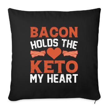 Amateurs de bacon Drôle de bacon Célèbre nourriture Keto - Housse de coussin décorative 45 x 45 cm - noir - Devant