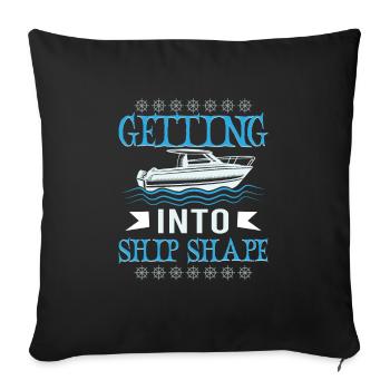 Bateau papa Capitaine Pontoon Sailor Croisière - Housse de coussin décorative 45 x 45 cm - noir - Devant