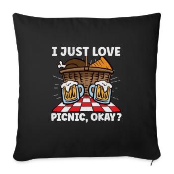 Picnic Lover Picnic Food Basket Picnic Date - Sofa pillowcase 17,3'' x 17,3'' (45 x 45 cm) - black - Front