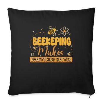 Honey beekeeping Beekeepers Honey bee apiary - Sofa pillowcase 17,3'' x 17,3'' (45 x 45 cm) - black - Front