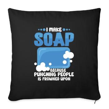 Seifenherstellung Seifenblasen Bubble Badezimmer - Sofakissenbezug 45 x 45 cm - Schwarz - Vorne