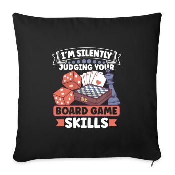 Vin Jeux de société Jeu d’échecs Joueur de plateau Jeux d’argent - Housse de coussin décorative 45 x 45 cm - noir - Devant