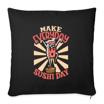 Fan de sushis Cuisine japonaise Cuisine gastronomique Japon - Housse de coussin décorative 45 x 45 cm - noir - Devant