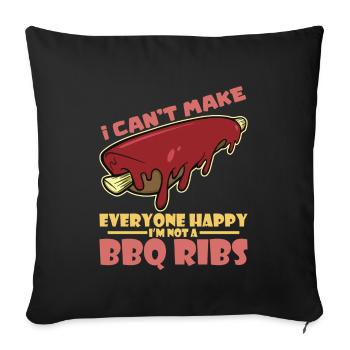 BBQ Spare Ribs Grill Smoker Meat Pork Rib - Housse de coussin décorative 45 x 45 cm - noir - Devant