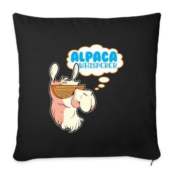 Alpakas Flauschiges Lama-tier - Alpaka-flüsterer - Sofakissenbezug 45 x 45 cm - Schwarz - Vorne