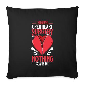 Heart Attack Open Heart Surgery Heart Surgery Gift - Sofa pillowcase 17,3'' x 17,3'' (45 x 45 cm) - black - Front
