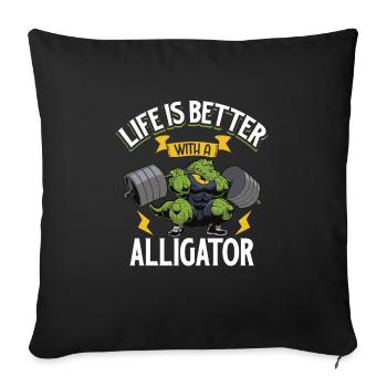 Alligator Crocodile Animal Reptile Zoo Lézard Love - Housse de coussin décorative 45 x 45 cm - noir - Devant
